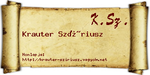 Krauter Szíriusz névjegykártya